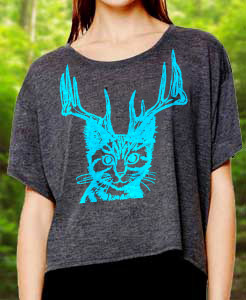 Middle Cat T-Shirt: Catalope Cat Jackalope Croptop